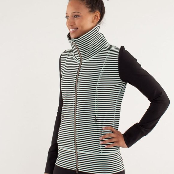 Lululemon Daily Yoga Jacket Classic Stripe Mint Moment Black/Black Size 10 - Picture 15 of 15